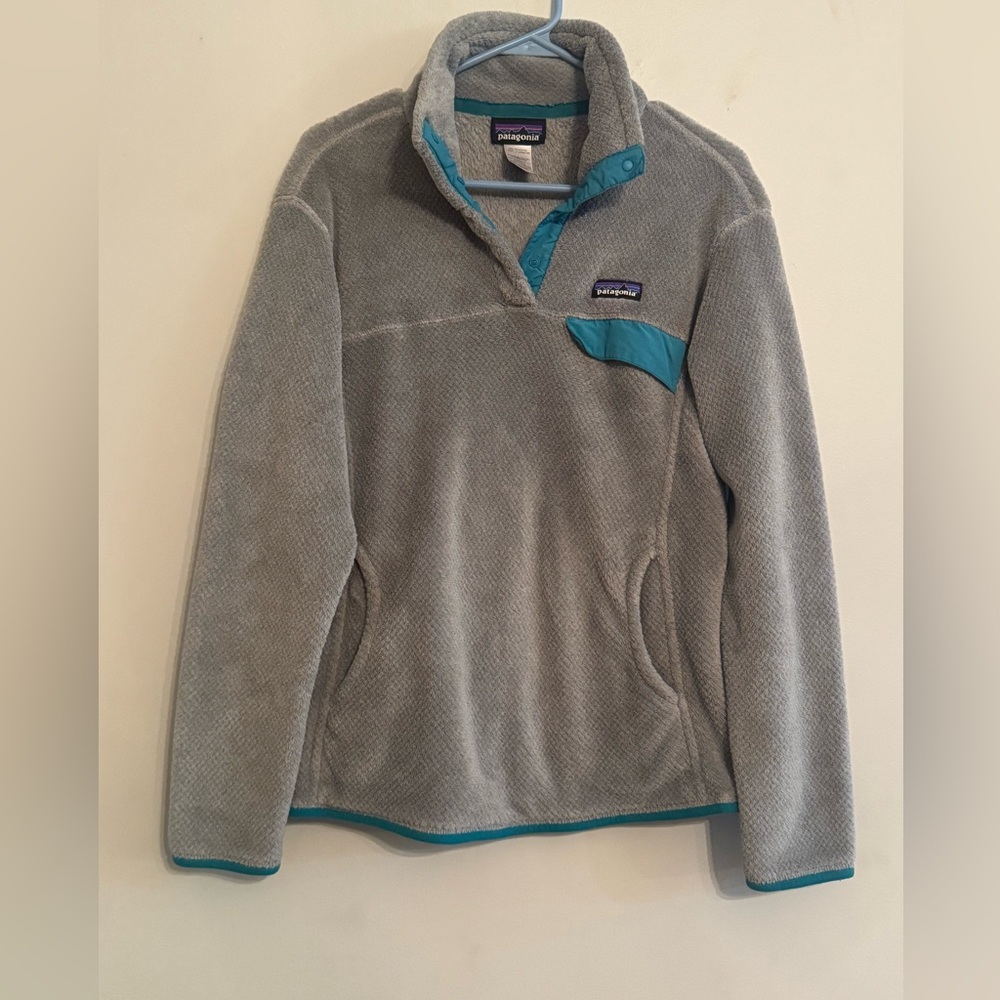 Patagonia Snap-T Gray Teal Fleece Pullover Women’s Large